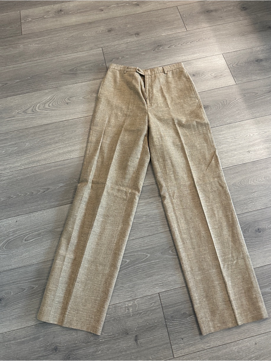 Women's Tailored Beige Wide-Leg Trousers